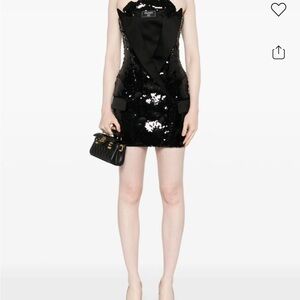 Balmain Black Sequined Mini Dress